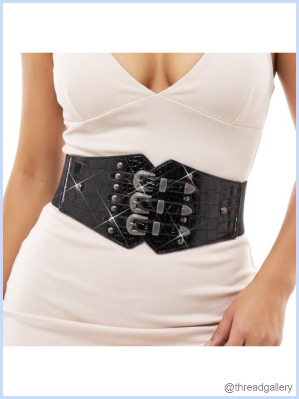 Leather Corset Belt Elastic Wide Waist Adjustable Hook & Eye